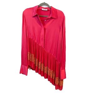 ADEAM Red and Orange Asymmetrical Blouse